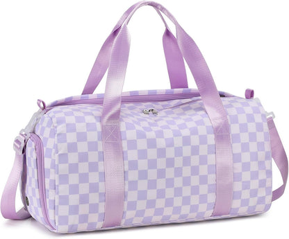 Gym Bag Sports Duffle Bag with Wet Pocket Weekender Overnight Bags with Waterproof Shoe Pouch and Air Hole for Girls Kids Women Workout Travel Bags (Bow Rainbow)