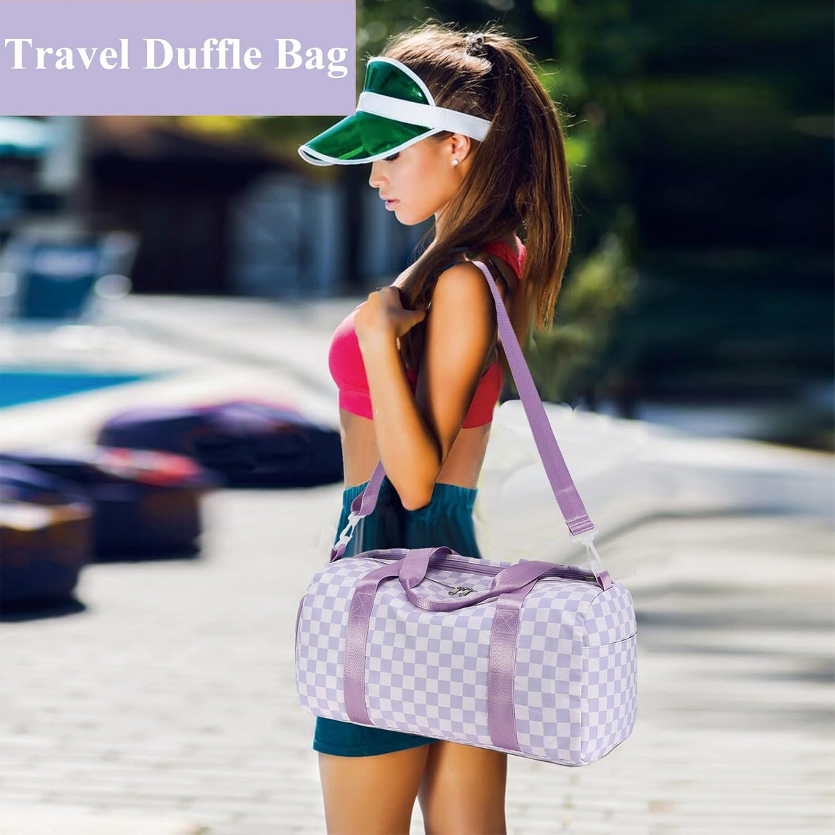 Gym Bag Sports Duffle Bag with Wet Pocket Weekender Overnight Bags with Waterproof Shoe Pouch and Air Hole for Girls Kids Women Workout Travel Bags (Bow Rainbow)