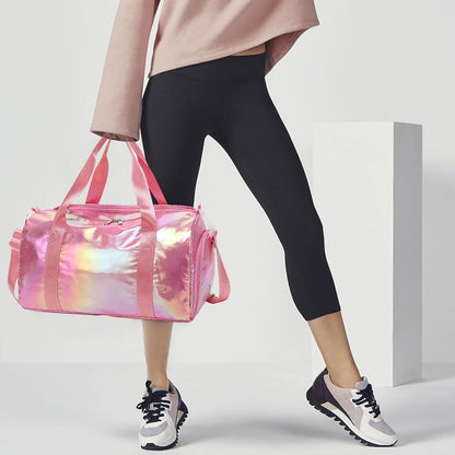 Gym Bag Sports Duffle Bag with Wet Pocket Weekender Overnight Bags with Waterproof Shoe Pouch and Air Hole for Girls Kids Women Workout Travel Bags (Bow Rainbow)