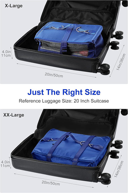 Hanging Packing Cubes Portable Closet 3-Shelf Travel Collapsible Compression Garment Organizer for Carry-on Luggage Suitcase Space Saver Bag XX-Large_No Side Pockets, Black