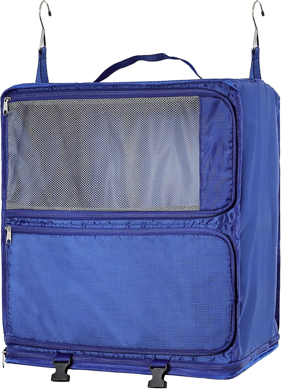 Hanging Packing Cubes Portable Closet 3-Shelf Travel Collapsible Compression Garment Organizer for Carry-on Luggage Suitcase Space Saver Bag XX-Large_No Side Pockets, Black