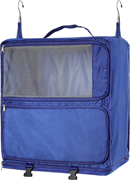 Hanging Packing Cubes Portable Closet 3-Shelf Travel Collapsible Compression Garment Organizer for Carry-on Luggage Suitcase Space Saver Bag XX-Large_No Side Pockets, Black