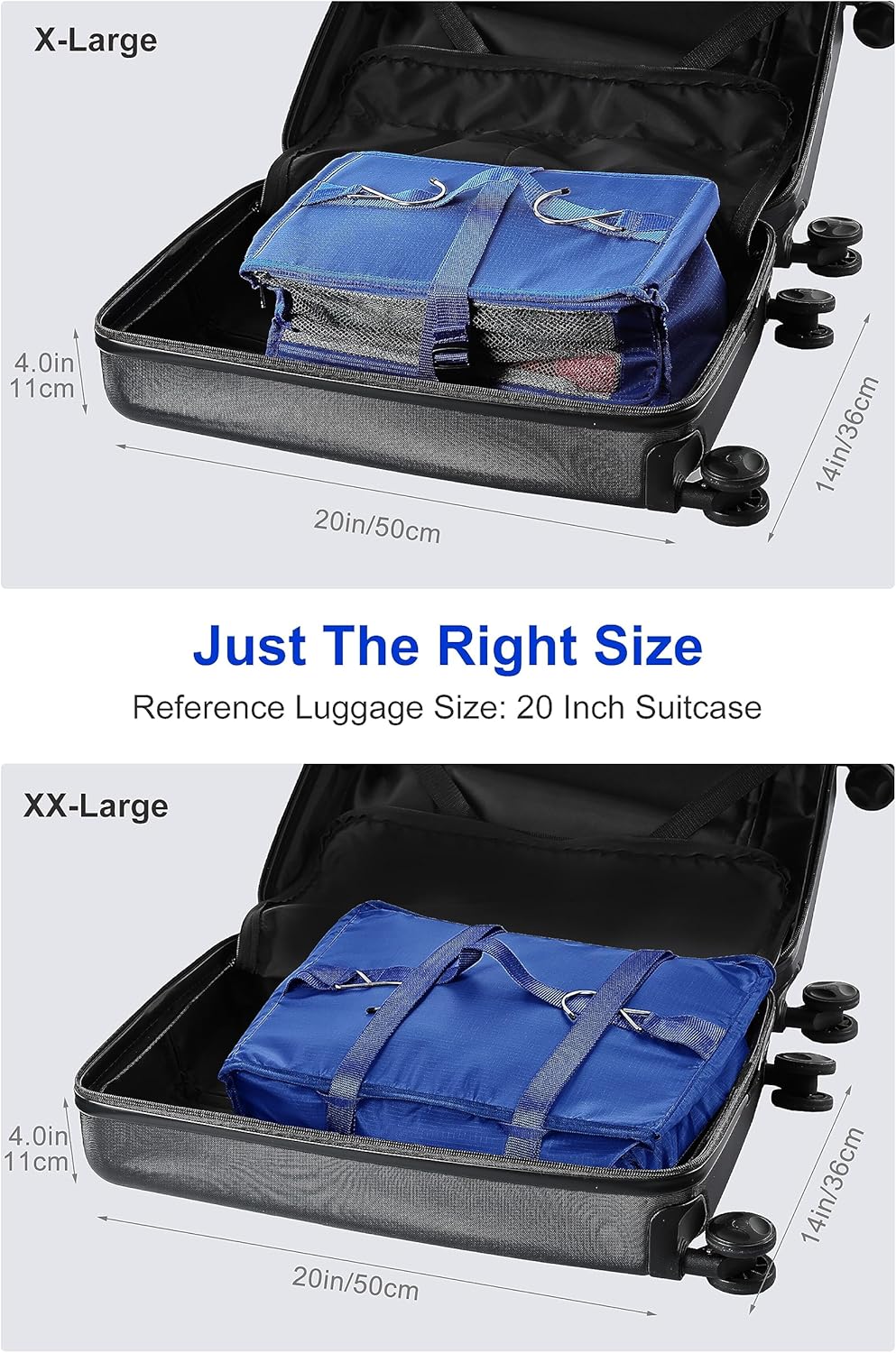 Hanging Packing Cubes Portable Closet 3-Shelf Travel Collapsible Compression Garment Organizer for Carry-on Luggage Suitcase Space Saver Bag XX-Large_No Side Pockets, Black