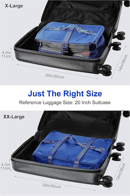 Hanging Packing Cubes Portable Closet 3-Shelf Travel Collapsible Compression Garment Organizer for Carry-on Luggage Suitcase Space Saver Bag XX-Large_No Side Pockets, Black