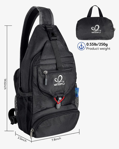 Packable Sling Backpack Lightweight Crossbody Bag Travel Daypack | Foldable design, Phone pocket, Water-resistant, Adjustable strap, Breathable back pad, Small hiking bag, Travel essentials