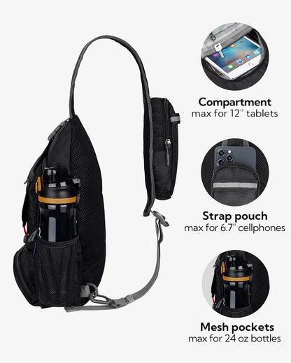 Packable Sling Backpack Lightweight Crossbody Bag Travel Daypack | Foldable design, Phone pocket, Water-resistant, Adjustable strap, Breathable back pad, Small hiking bag, Travel essentials