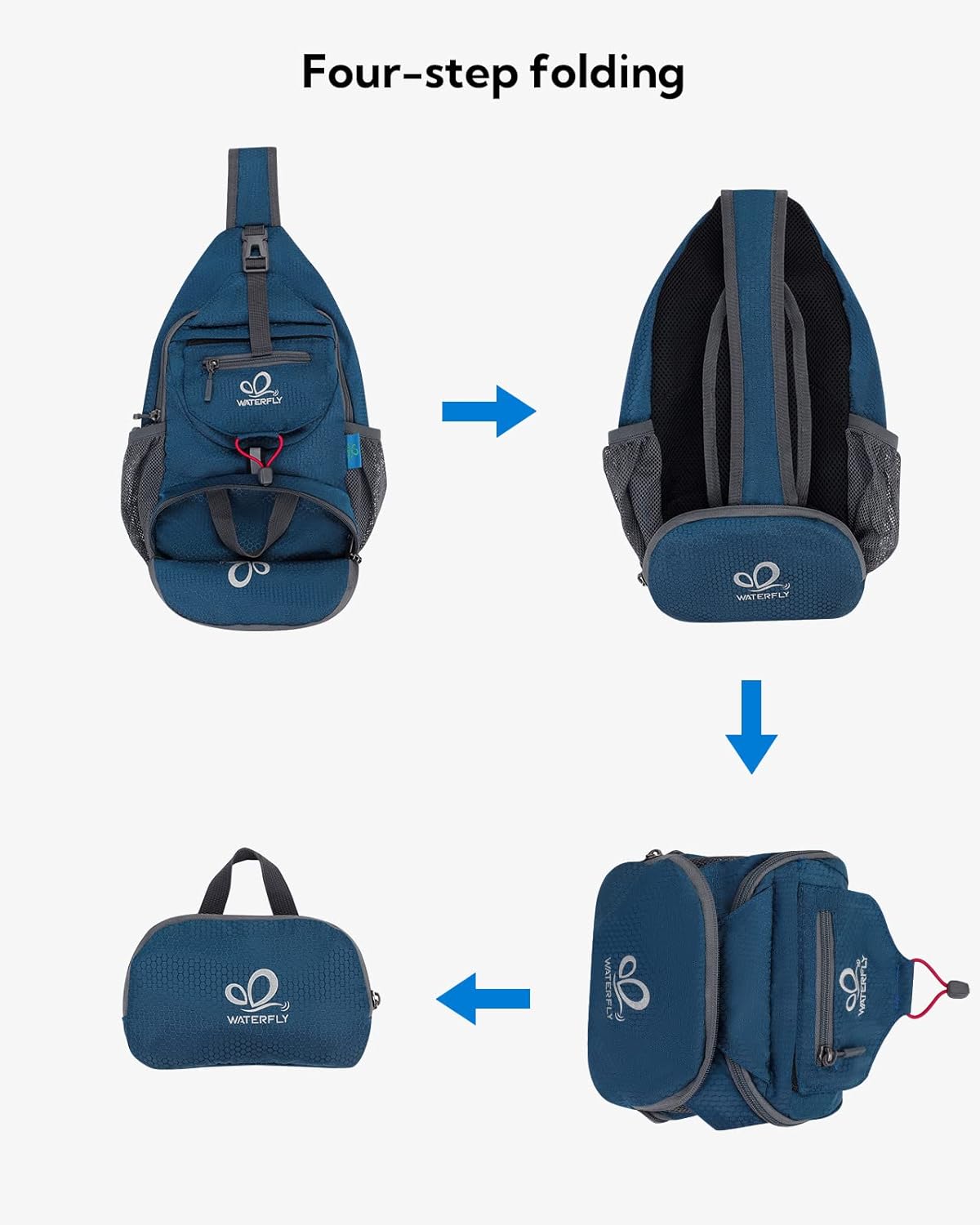Packable Sling Backpack Lightweight Crossbody Bag Travel Daypack | Foldable design, Phone pocket, Water-resistant, Adjustable strap, Breathable back pad, Small hiking bag, Travel essentials
