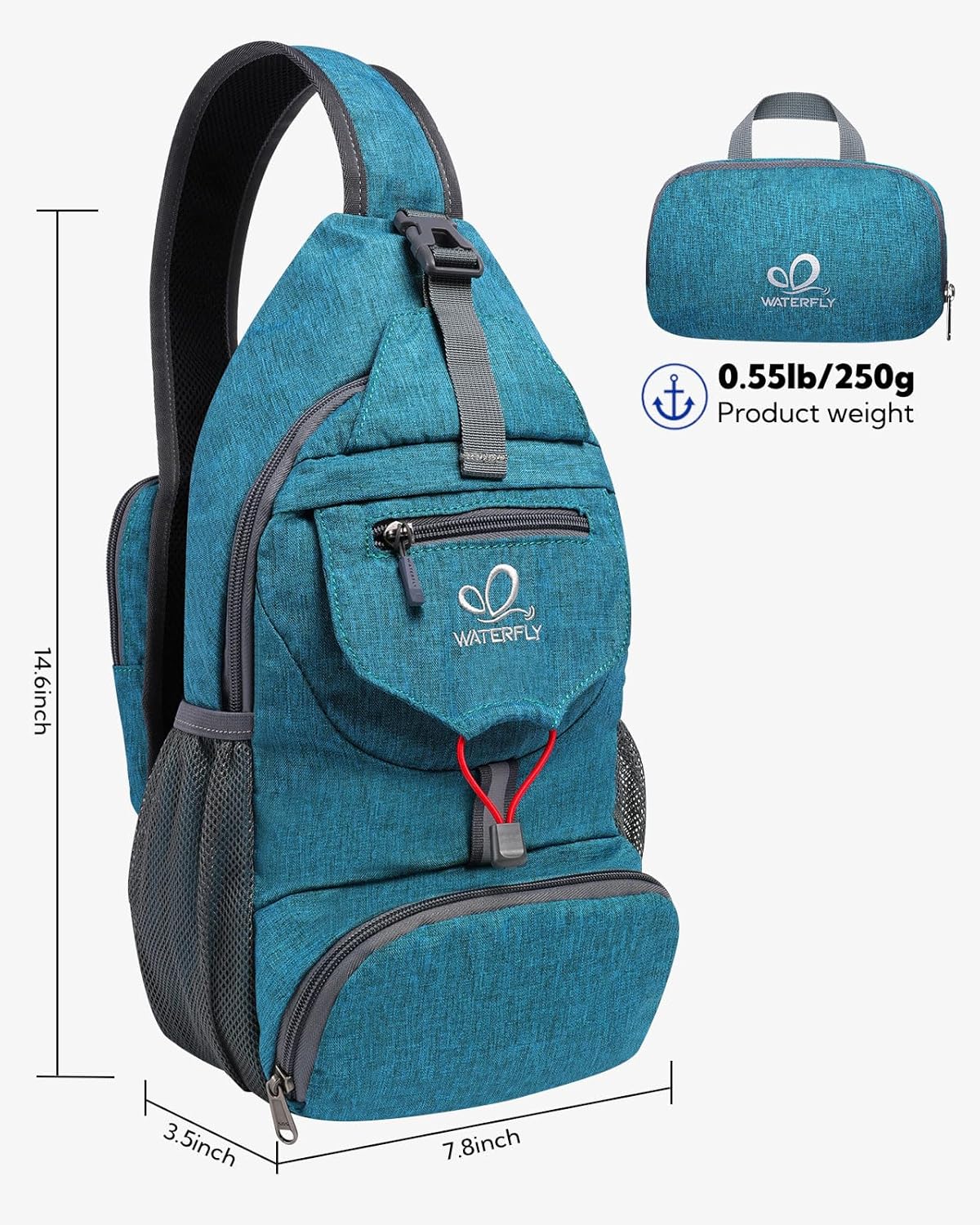 Packable Sling Backpack Lightweight Crossbody Bag Travel Daypack | Foldable design, Phone pocket, Water-resistant, Adjustable strap, Breathable back pad, Small hiking bag, Travel essentials