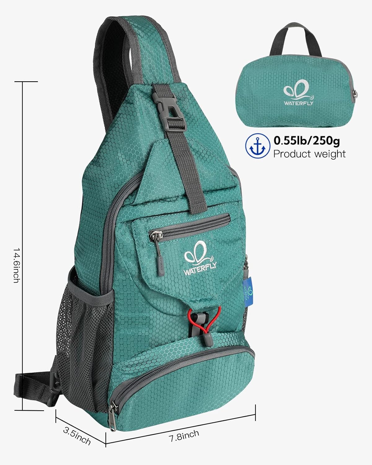 Packable Sling Backpack Lightweight Crossbody Bag Travel Daypack | Foldable design, Phone pocket, Water-resistant, Adjustable strap, Breathable back pad, Small hiking bag, Travel essentials