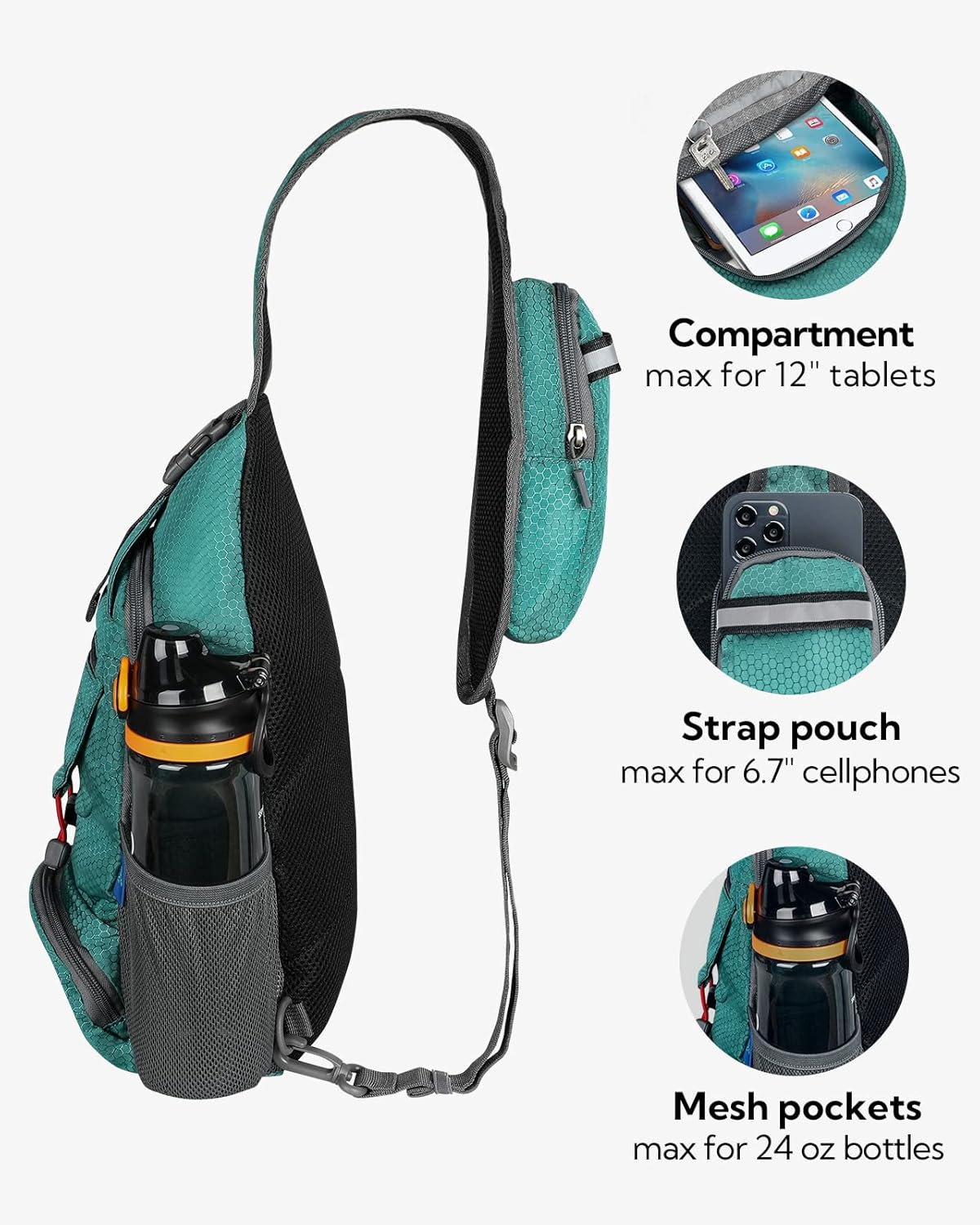 Packable Sling Backpack Lightweight Crossbody Bag Travel Daypack | Foldable design, Phone pocket, Water-resistant, Adjustable strap, Breathable back pad, Small hiking bag, Travel essentials