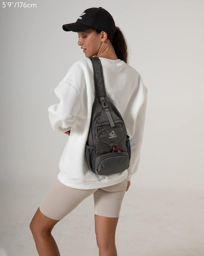 Packable Sling Backpack Lightweight Crossbody Bag Travel Daypack | Foldable design, Phone pocket, Water-resistant, Adjustable strap, Breathable back pad, Small hiking bag, Travel essentials