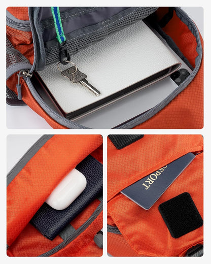 Packable Sling Backpack Lightweight Crossbody Bag Travel Daypack | Foldable design, Phone pocket, Water-resistant, Adjustable strap, Breathable back pad, Small hiking bag, Travel essentials