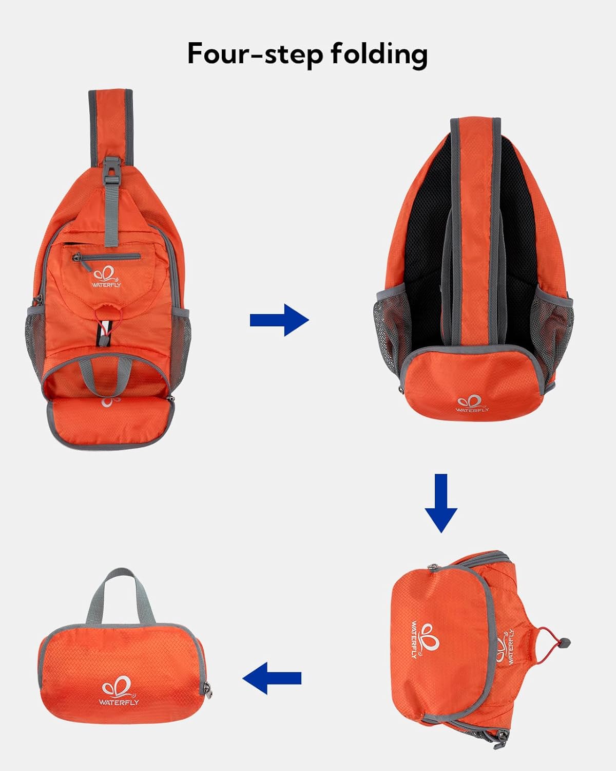 Packable Sling Backpack Lightweight Crossbody Bag Travel Daypack | Foldable design, Phone pocket, Water-resistant, Adjustable strap, Breathable back pad, Small hiking bag, Travel essentials