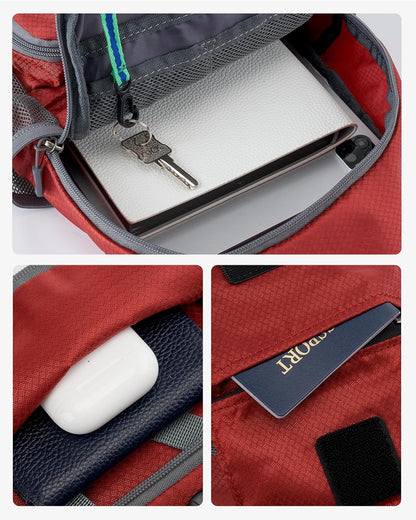 Packable Sling Backpack Lightweight Crossbody Bag Travel Daypack | Foldable design, Phone pocket, Water-resistant, Adjustable strap, Breathable back pad, Small hiking bag, Travel essentials