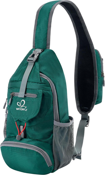 Packable Sling Backpack Lightweight Crossbody Bag Travel Daypack | Foldable design, Phone pocket, Water-resistant, Adjustable strap, Breathable back pad, Small hiking bag, Travel essentials