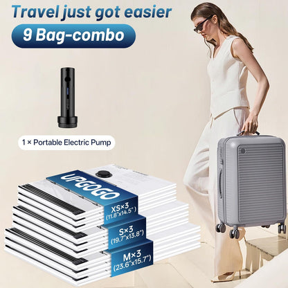 Travel Vacuum Bags for Luggage with Portable Electric Pump,Vacuum Seal Bags for Clothing,Packing Cubes Compression,Cruise Ship and Travel Essentials(Combo 16 Pack)