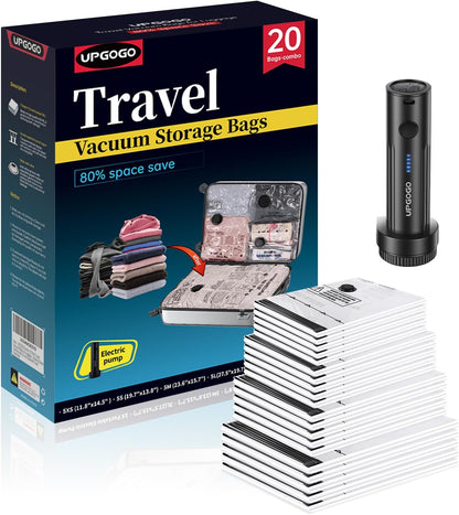 Travel Vacuum Bags for Luggage with Portable Electric Pump,Vacuum Seal Bags for Clothing,Packing Cubes Compression,Cruise Ship and Travel Essentials(Combo 16 Pack)