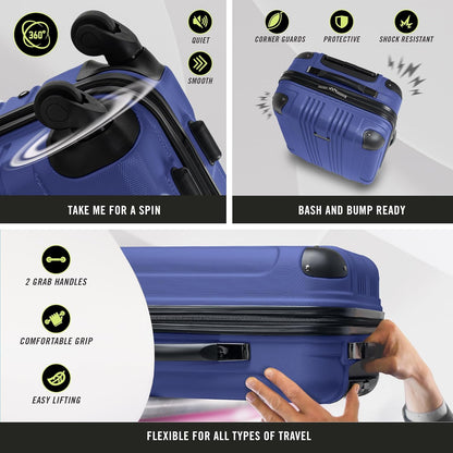 REACTION Out of Bounds Lightweight Hardshell 4-Wheel Spinner Luggage, Mint Blue, 20-Inch Carry On