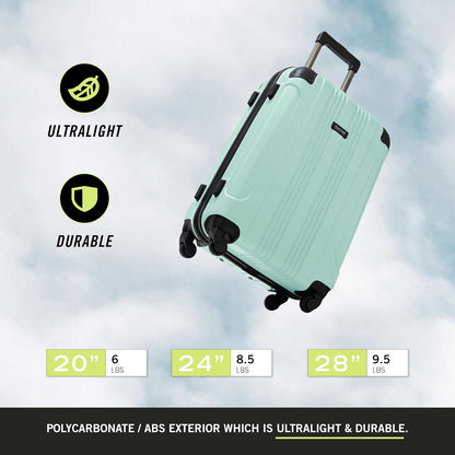 REACTION Out of Bounds Lightweight Hardshell 4-Wheel Spinner Luggage, Mint Blue, 20-Inch Carry On