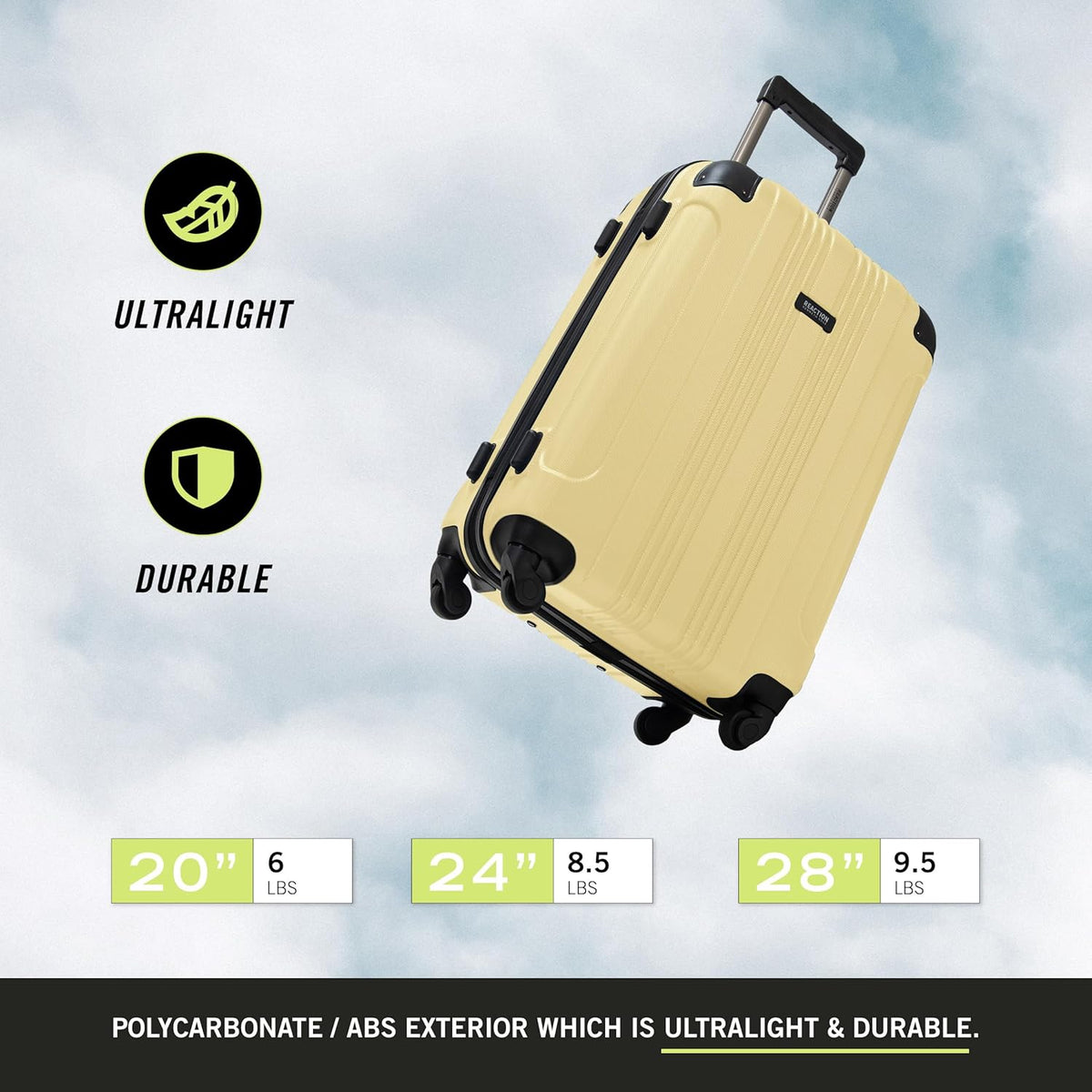 REACTION Out of Bounds Lightweight Hardshell 4-Wheel Spinner Luggage, Mint Blue, 20-Inch Carry On