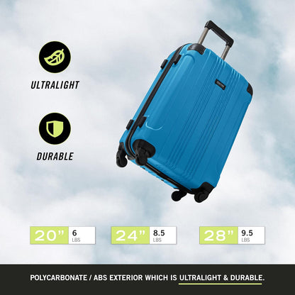 REACTION Out of Bounds Lightweight Hardshell 4-Wheel Spinner Luggage, Mint Blue, 20-Inch Carry On