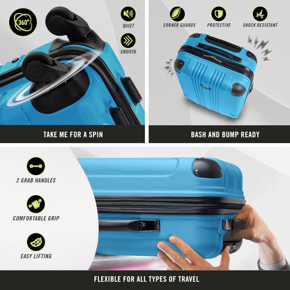 REACTION Out of Bounds Lightweight Hardshell 4-Wheel Spinner Luggage, Mint Blue, 20-Inch Carry On