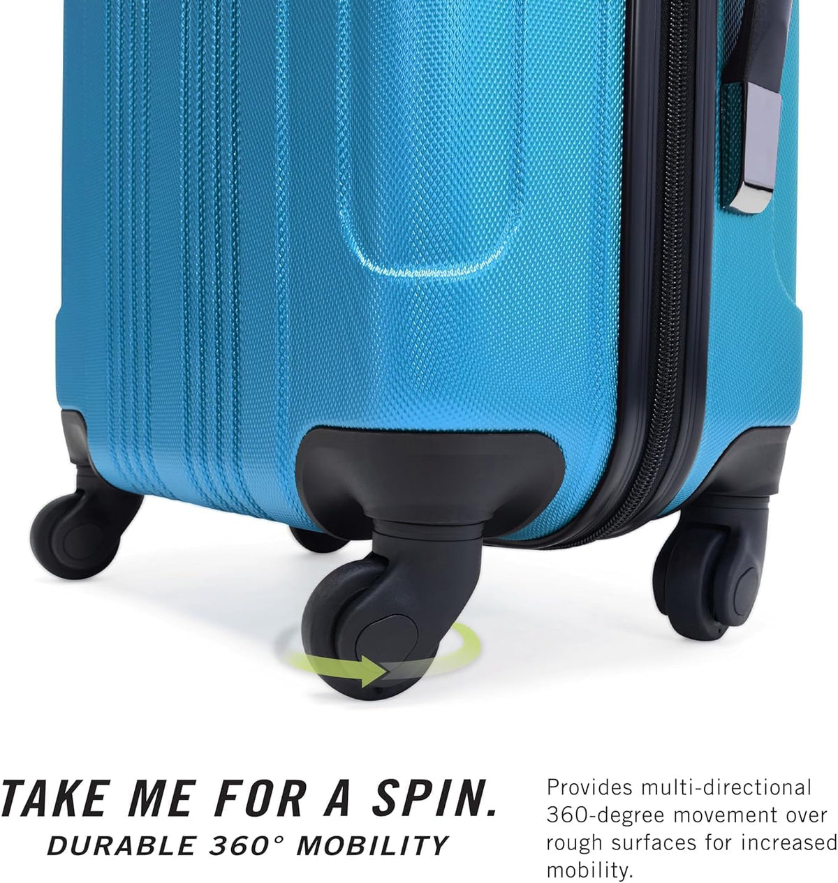 REACTION Out of Bounds Lightweight Hardshell 4-Wheel Spinner Luggage, Mint Blue, 20-Inch Carry On