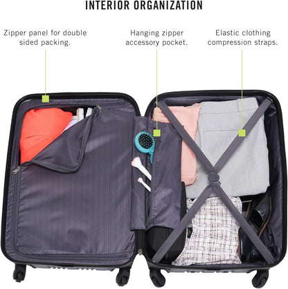 REACTION Out of Bounds Lightweight Hardshell 4-Wheel Spinner Luggage, Mint Blue, 20-Inch Carry On