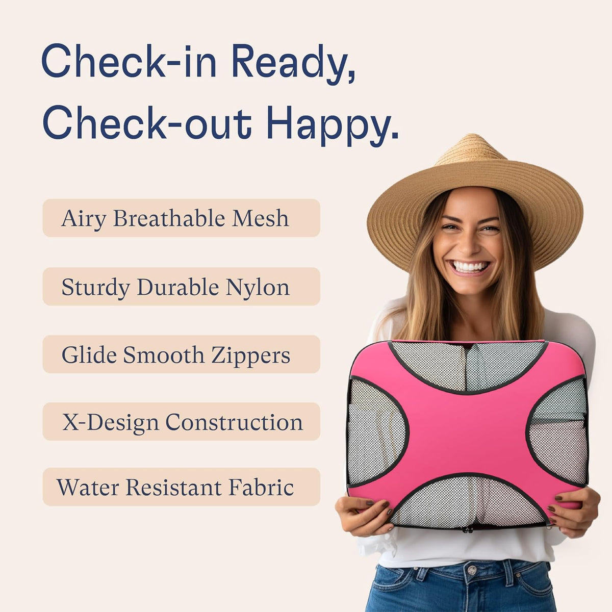 Premium 5 Packing Cubes Set (Precious Pink) & 5 Packing Cubes Set (Gentleman's Blue) | Lightweight Mesh Travel Luggage Organizers with Laundry Bag