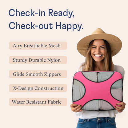 Premium 5 Packing Cubes Set (Precious Pink) & 5 Packing Cubes Set (Gentleman's Blue) | Lightweight Mesh Travel Luggage Organizers with Laundry Bag