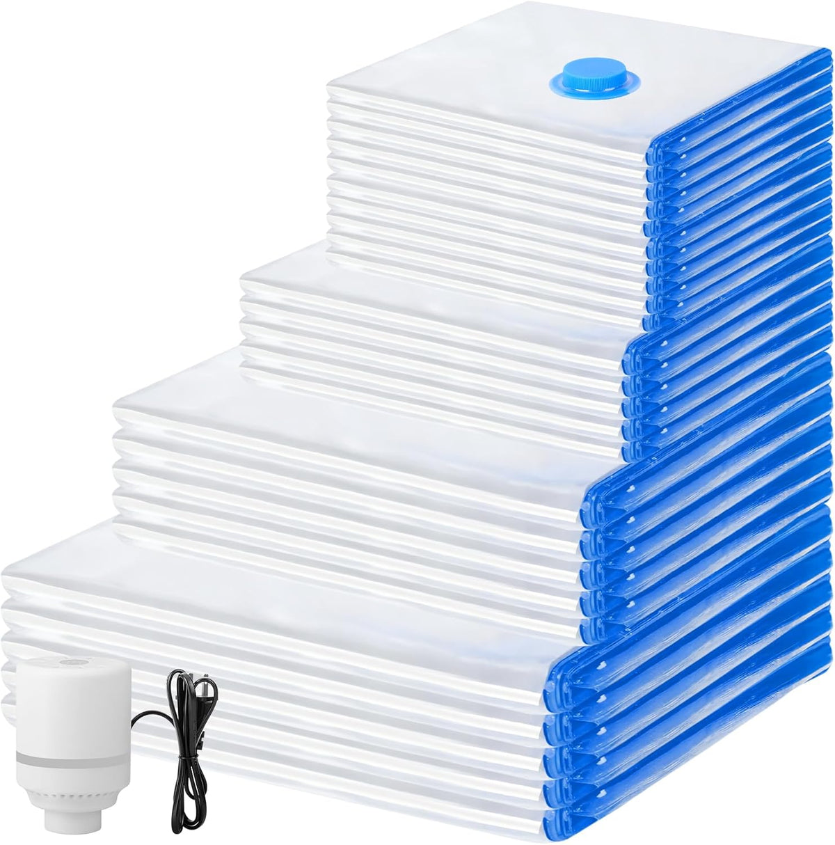Vacuum Storage Bags with Hand Pump, 12 Large Compression Space Saver Vacuum Seal Bags for Clothing, Travel, Luggage, Comforters, Blankets, Pillows, Bedding, Duvets
