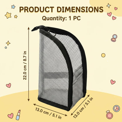 Standing Toiletry Bag, Hanging Travel Toiletry Bag with Clear Compartments, Large Makeup Bag for Organized Travel Essentials, White Standing Make Up Bag with Multiple Pockets (Black)