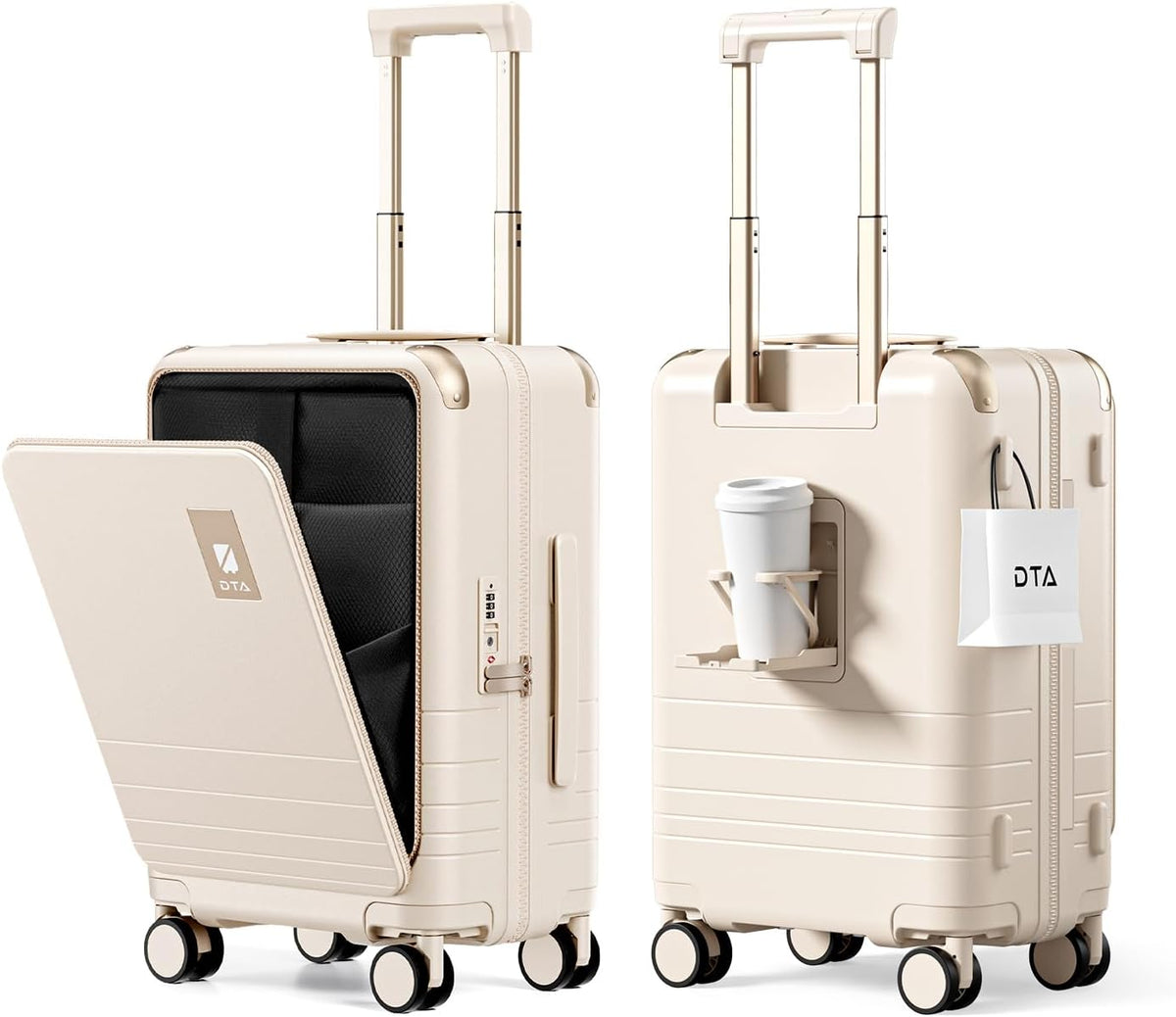 Top Opening PC Hard Shell Suitcase, 20-inch International Carry On Luggage with TSA Lock, 360 Silent Spinner Wheels - Ideal for Business Travel Suitcase (Beige, Carry-On 20-Inch)