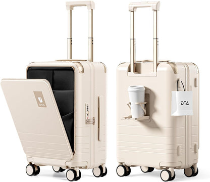 Top Opening PC Hard Shell Suitcase, 20-inch International Carry On Luggage with TSA Lock, 360 Silent Spinner Wheels - Ideal for Business Travel Suitcase (Beige, Carry-On 20-Inch)
