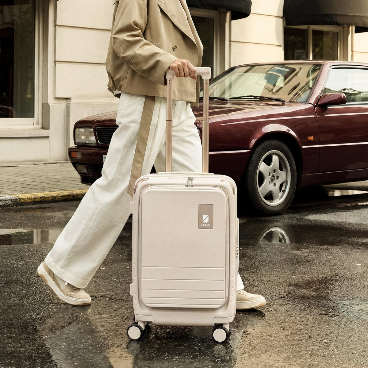 Top Opening PC Hard Shell Suitcase, 20-inch International Carry On Luggage with TSA Lock, 360 Silent Spinner Wheels - Ideal for Business Travel Suitcase (Beige, Carry-On 20-Inch)