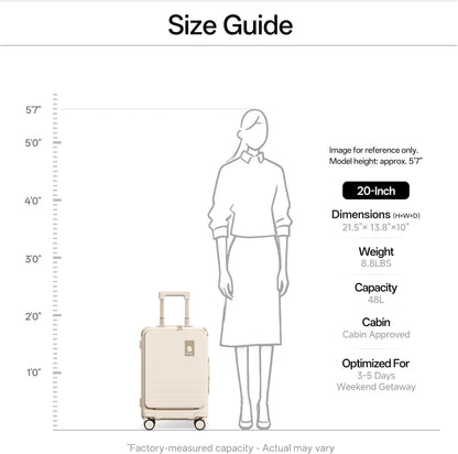 Top Opening PC Hard Shell Suitcase, 20-inch International Carry On Luggage with TSA Lock, 360 Silent Spinner Wheels - Ideal for Business Travel Suitcase (Beige, Carry-On 20-Inch)