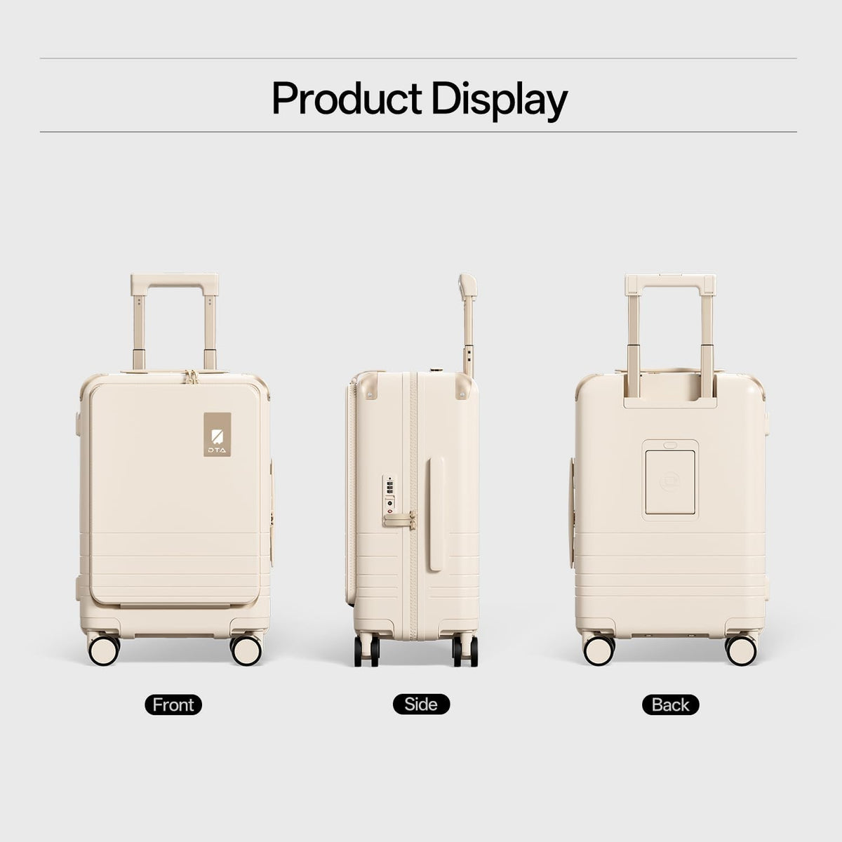 Top Opening PC Hard Shell Suitcase, 20-inch International Carry On Luggage with TSA Lock, 360 Silent Spinner Wheels - Ideal for Business Travel Suitcase (Beige, Carry-On 20-Inch)
