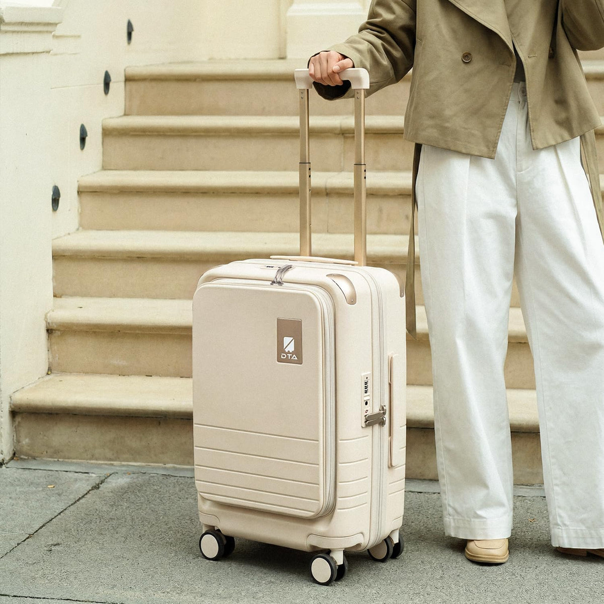 Top Opening PC Hard Shell Suitcase, 20-inch International Carry On Luggage with TSA Lock, 360 Silent Spinner Wheels - Ideal for Business Travel Suitcase (Beige, Carry-On 20-Inch)