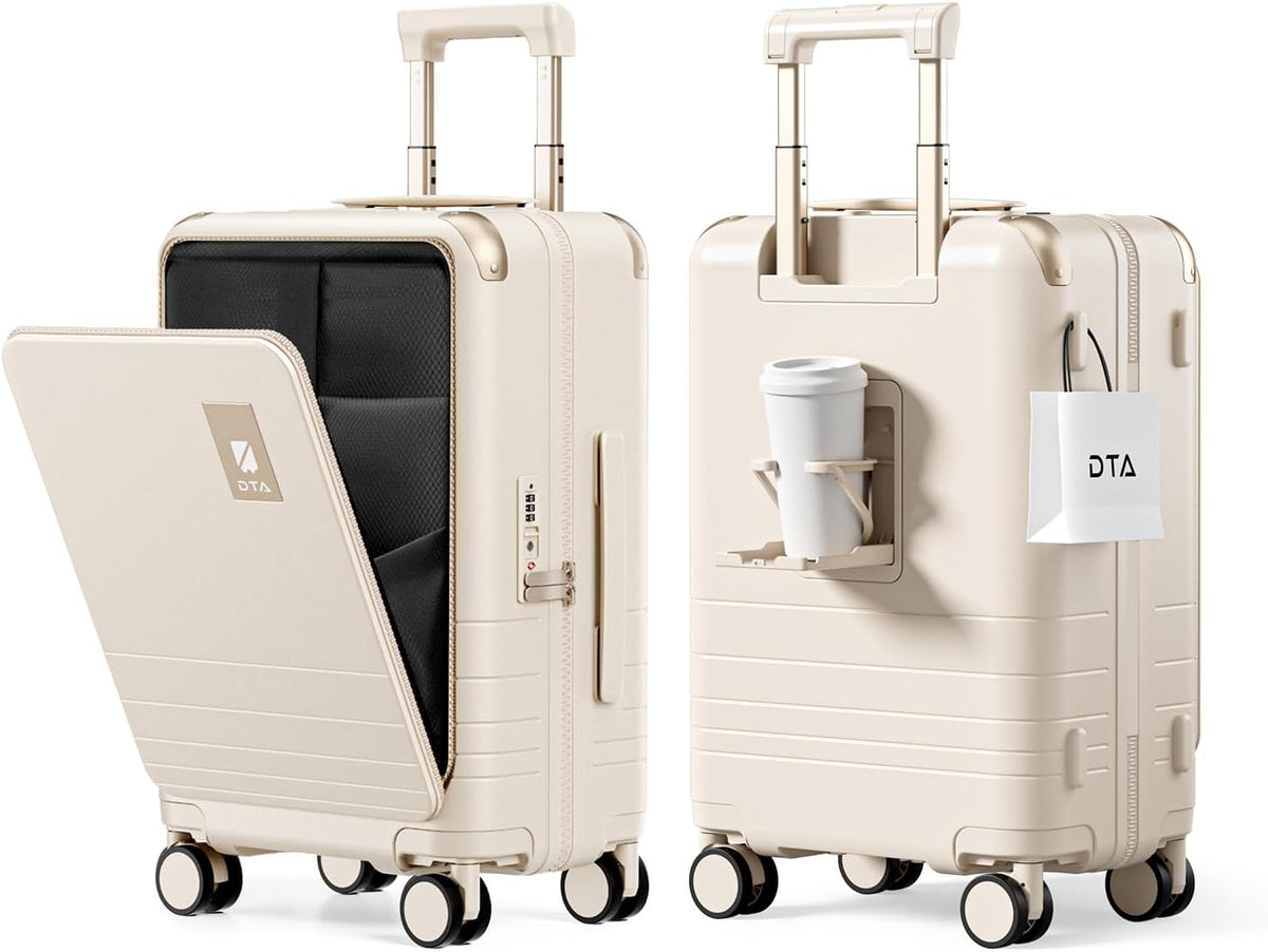 Top Opening PC Hard Shell Suitcase, 20-inch International Carry On Luggage with TSA Lock, 360 Silent Spinner Wheels - Ideal for Business Travel Suitcase (Beige, Carry-On 20-Inch)