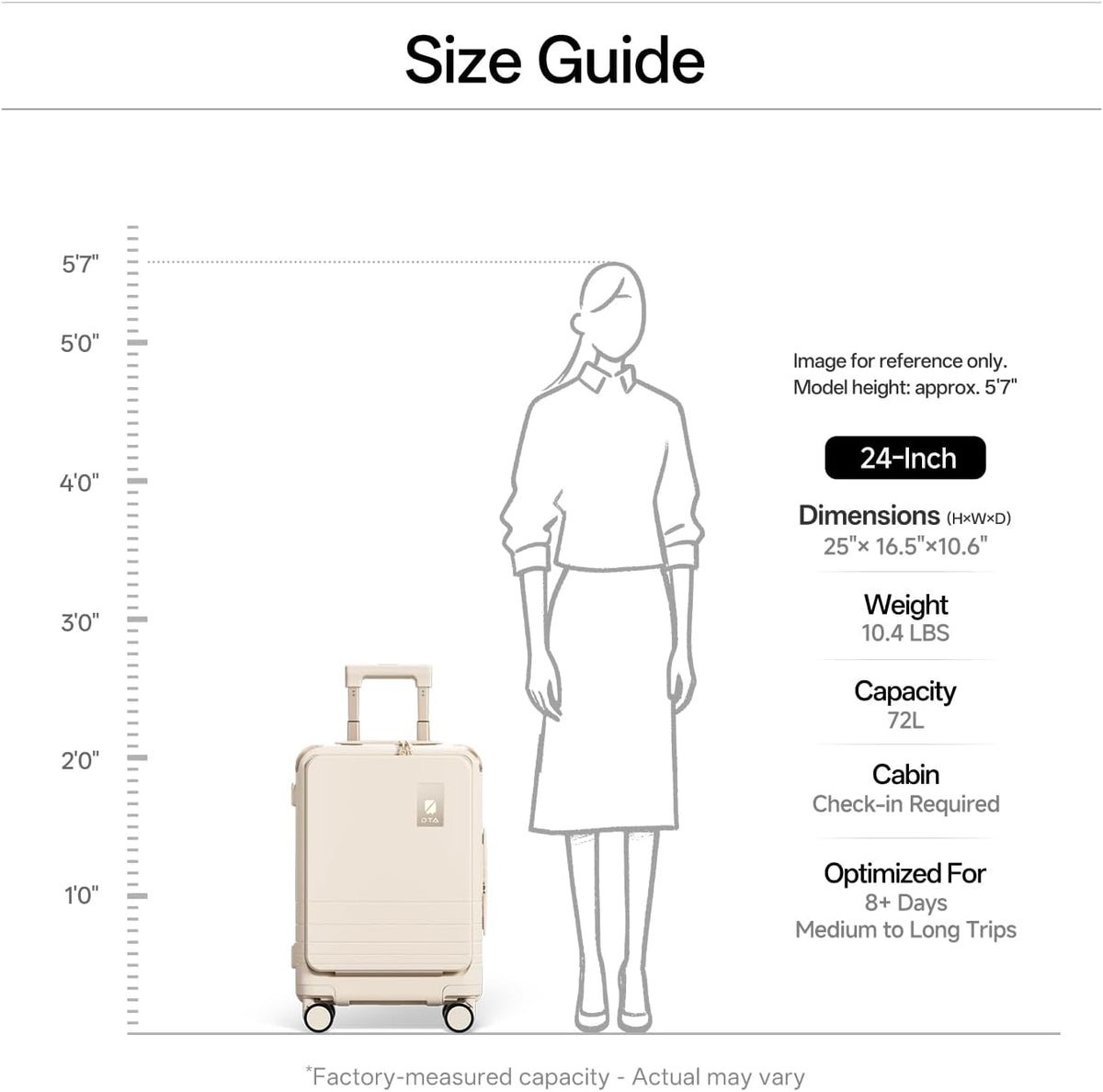 Top Opening PC Hard Shell Suitcase, 20-inch International Carry On Luggage with TSA Lock, 360 Silent Spinner Wheels - Ideal for Business Travel Suitcase (Beige, Carry-On 20-Inch)