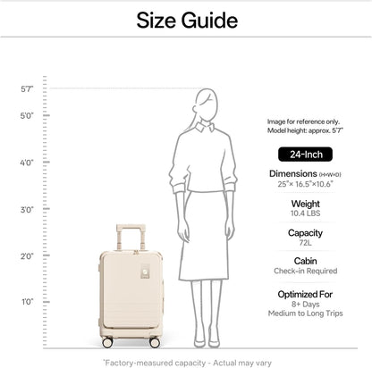 Top Opening PC Hard Shell Suitcase, 20-inch International Carry On Luggage with TSA Lock, 360 Silent Spinner Wheels - Ideal for Business Travel Suitcase (Beige, Carry-On 20-Inch)