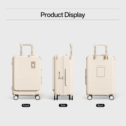 Top Opening PC Hard Shell Suitcase, 20-inch International Carry On Luggage with TSA Lock, 360 Silent Spinner Wheels - Ideal for Business Travel Suitcase (Beige, Carry-On 20-Inch)