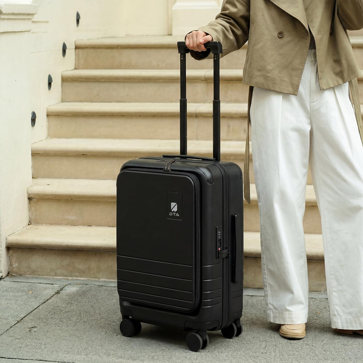 Top Opening PC Hard Shell Suitcase, 20-inch International Carry On Luggage with TSA Lock, 360 Silent Spinner Wheels - Ideal for Business Travel Suitcase (Beige, Carry-On 20-Inch)