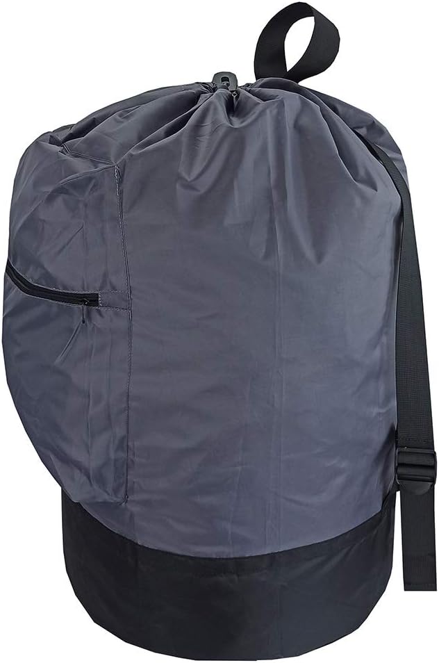 Washable Laundry Bag Backpack with Zipper Pocket, Heavy Duty Clothes Bag, 2 Strong Adjustable Shoulder Straps with Drawstring Closure for Travel, Camping or College, Black