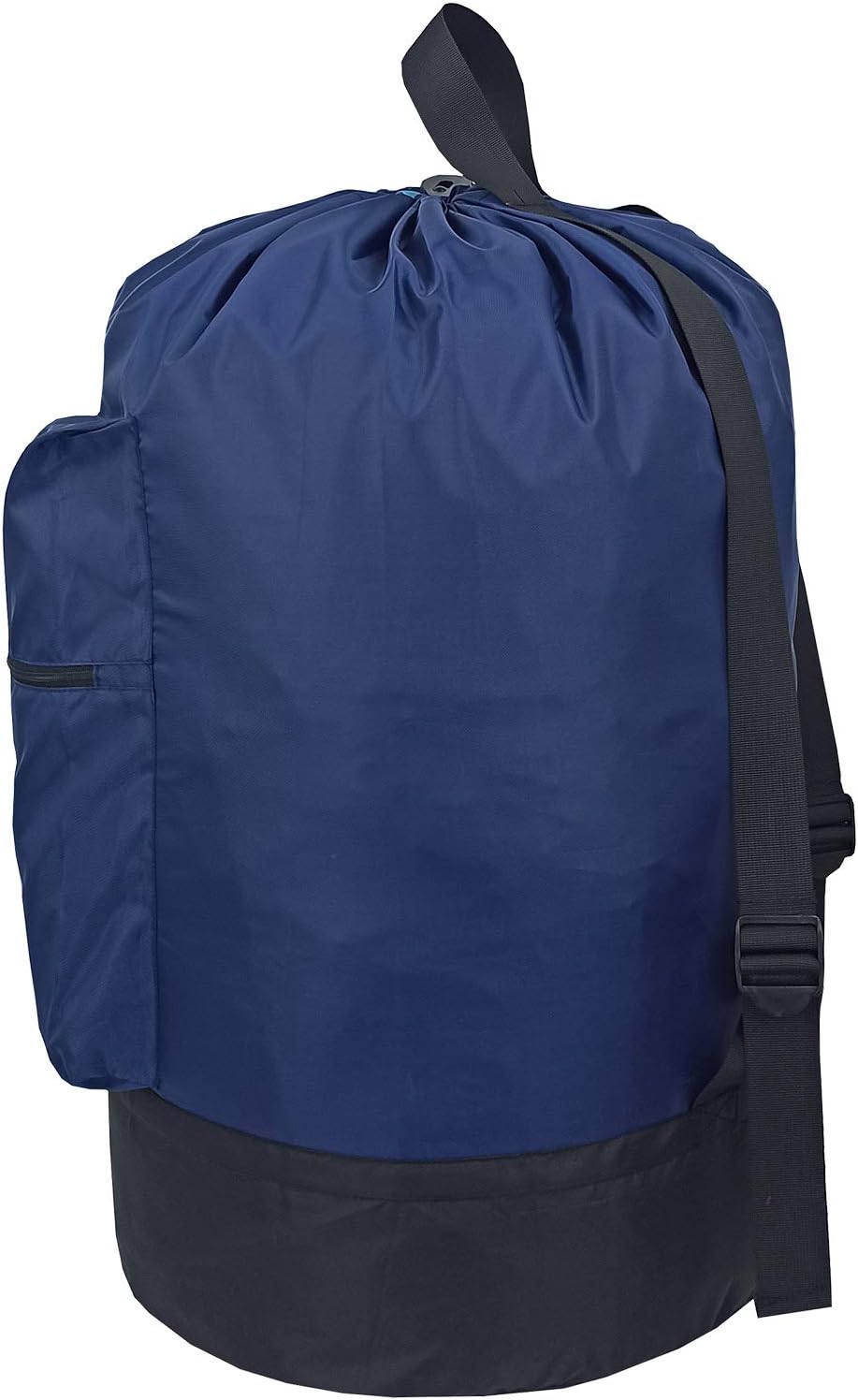 Washable Laundry Bag Backpack with Zipper Pocket, Heavy Duty Clothes Bag, 2 Strong Adjustable Shoulder Straps with Drawstring Closure for Travel, Camping or College, Black