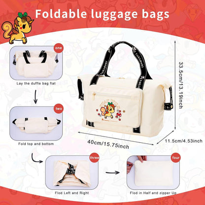 Unicorno Foldable Duffle Bag for Travel, 40L Expandable Weekender Bags with Trolley Sleeve Overnight Bags for Travelling(Black)