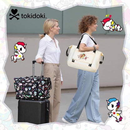Unicorno Foldable Duffle Bag for Travel, 40L Expandable Weekender Bags with Trolley Sleeve Overnight Bags for Travelling(Black)