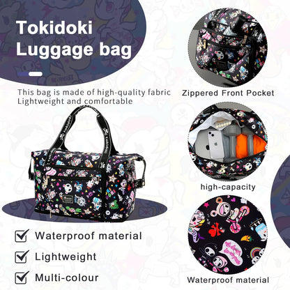 Unicorno Foldable Duffle Bag for Travel, 40L Expandable Weekender Bags with Trolley Sleeve Overnight Bags for Travelling(Black)