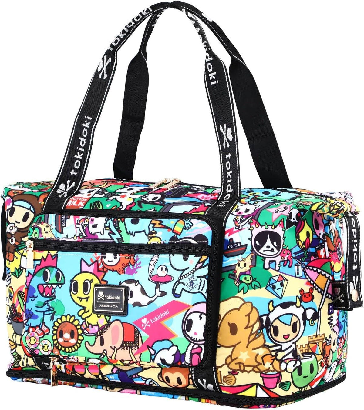 Unicorno Foldable Duffle Bag for Travel, 40L Expandable Weekender Bags with Trolley Sleeve Overnight Bags for Travelling(Black)
