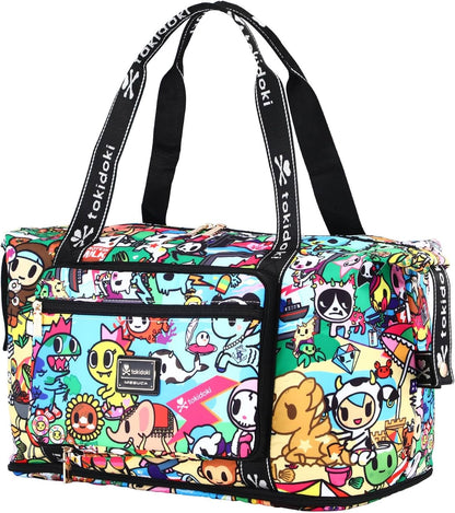 Unicorno Foldable Duffle Bag for Travel, 40L Expandable Weekender Bags with Trolley Sleeve Overnight Bags for Travelling(Black)